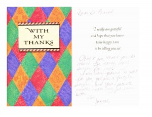 Thank you Card from Dr. Prasad's patient